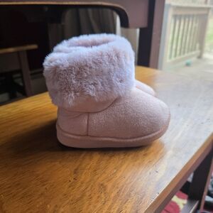 Pink Fuzzy Baby Booties